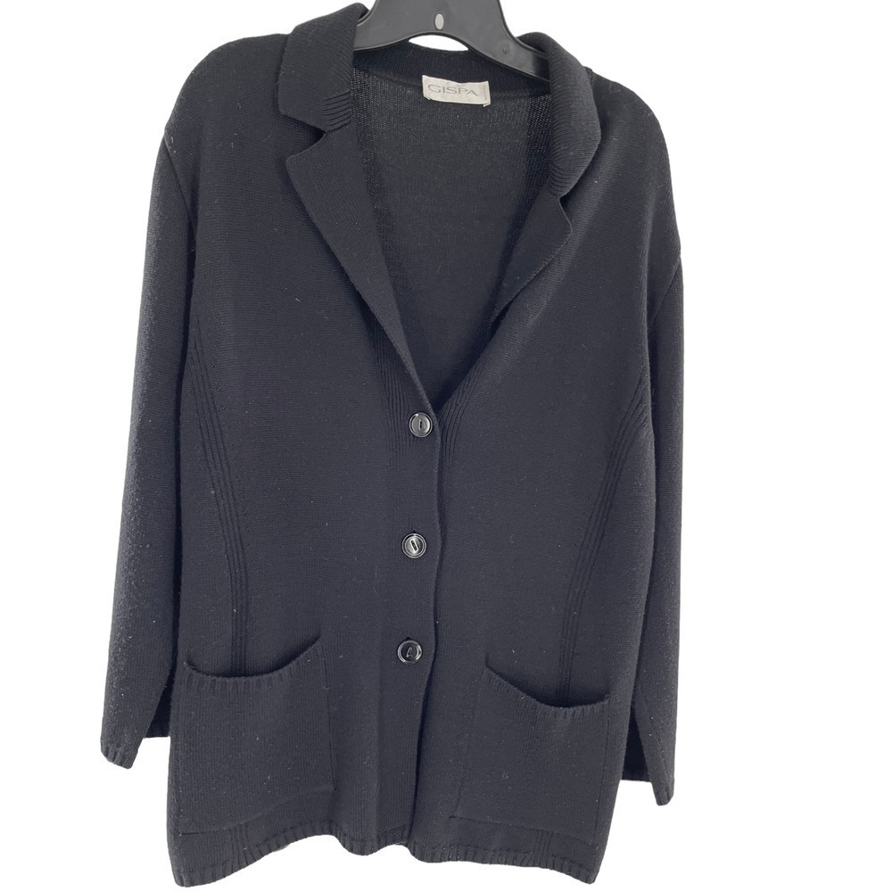 GISPA BLACK  WOOL BLEND CARDIGAN